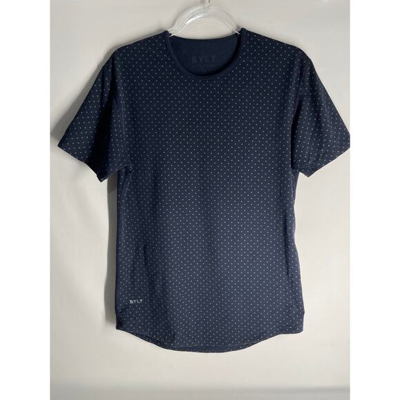 BYLT Drop Cut Short Sleeve T-shirt Black Gray Polka Dot Size Small Men's - Picture 1 of 4